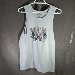 Def Leppard Tribal Skulls with Wings Heather Grey Graphic Band Tank Top VG M